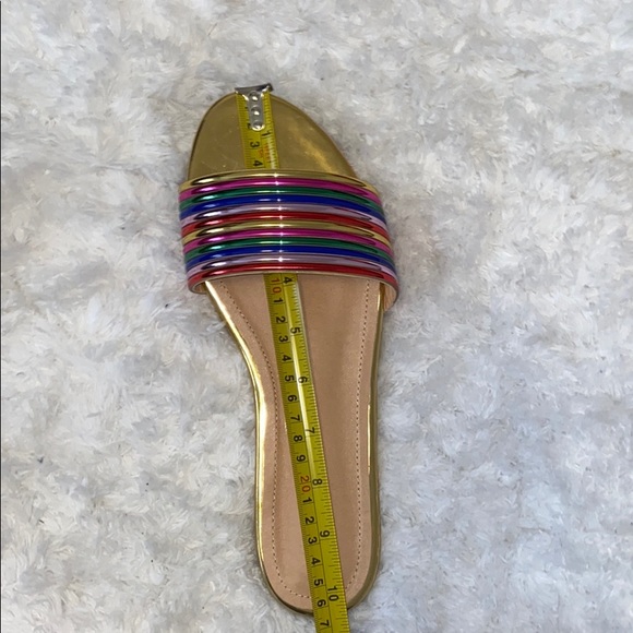 🌈Colorful Gold Rainbow Pride Slide Flats ~ no box - Picture 7 of 7